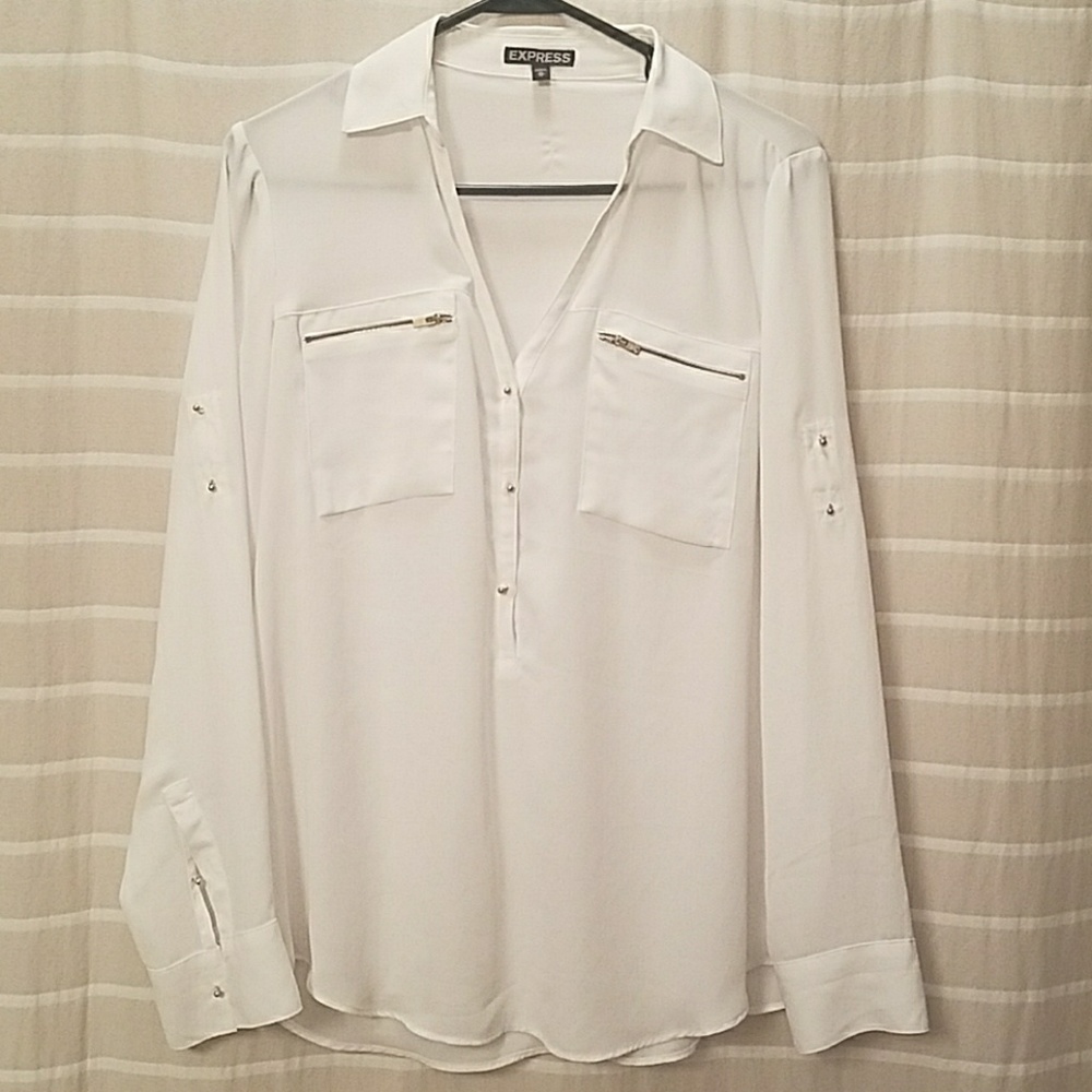 Express White Chiffon Shirt